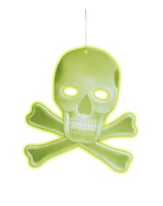 Tête de mort suspendue 3D à os fluo