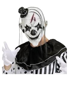 Maschera da pagliaccio malizioso con capelli e cappellino