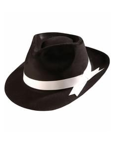 Black flocked gangster hat