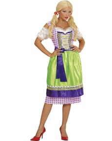 Dirndl Kostüm für Damen violett-grün