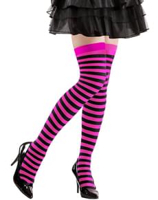 Woman's Purple and Black Striped Stockings