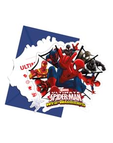 Set de 6 invitaciones Ultimate Spiderman Web Warriors