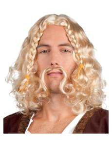 Blonde Vikinger Perücke und Schnurrbart für Herren