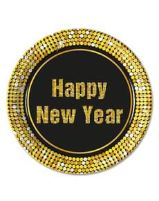 Set of 8 Happy New Year Plates