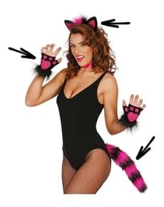 Katzen Set für Damen in rosa- schwarz