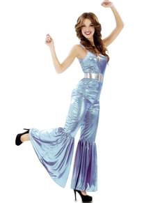 Discoqueen Kostüm blau für Damen