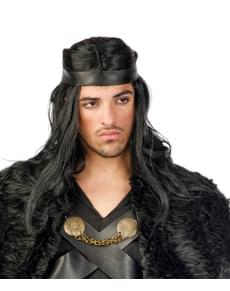 Perruque Viking noire homme