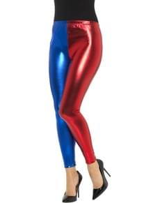 Legging rouge et bleu métallisé femme
