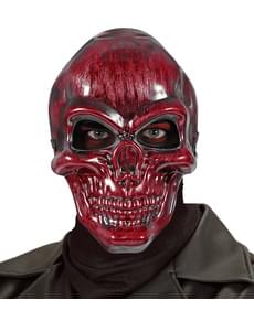 Máscara de calavera roja metalizada para adulto
