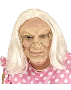 Maske Greisin mit grauer Perücke für Erwachsene