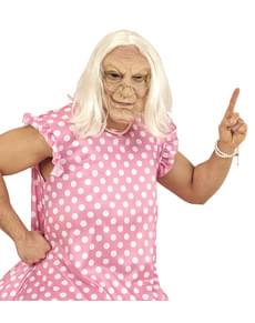 Maske Greisin mit grauer Perücke für Erwachsene