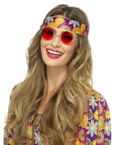 Runde rote Brille Hippie für Erwachsene