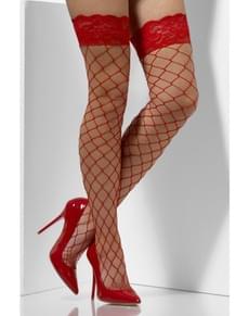 Rote Netzsocken für Frauen für kostüm